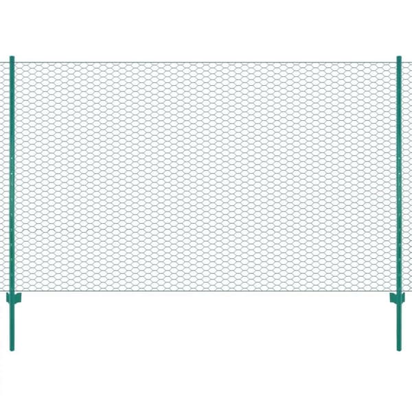 vidaXL Verkkoaita tolpilla teräs 25x2 m vihreä