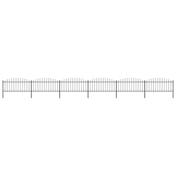 vidaXL Hagegjerde med spydtopp stål (0,5-0,75)x10,2 m svart