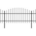 Miniatyrbilde 2 av 5: vidaXL Hagegjerde med spydtopp stål (1-1,25)x11,9 m svart