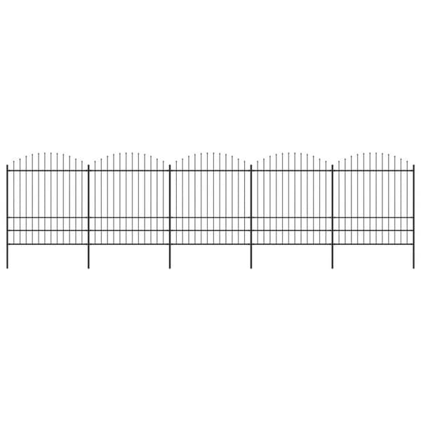 vidaXL Hagegjerde med spydtopp stål (1,75-2)x8,5 m svart