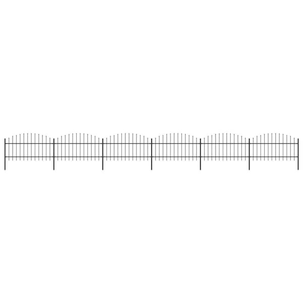 vidaXL Hagegjerde med spydtopp stål (1-1,25)x10,2 m svart