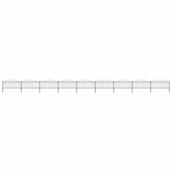 vidaXL Puutarha-aita keihäskärjillä teräs (0,5-0,75)x15,3 m musta