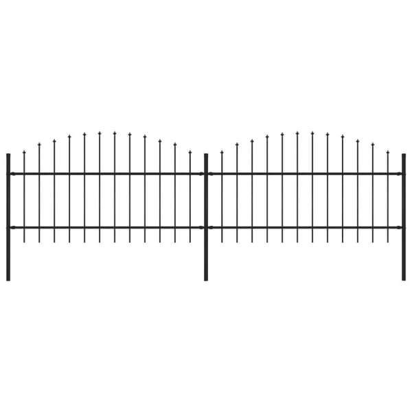 vidaXL Hagegjerde med spydtopp stål (1-1,25)x3,4 m svart