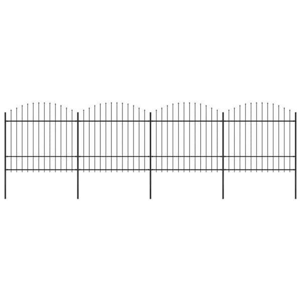vidaXL havehegn med spydtop (1,5-1,75) x 6,8 m sort stål
