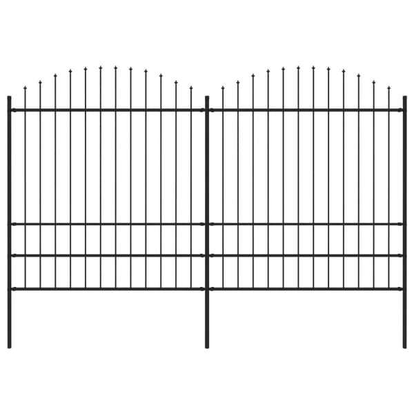vidaXL Hagegjerde med spydtopp stål (1,75-2)x3,4 m svart