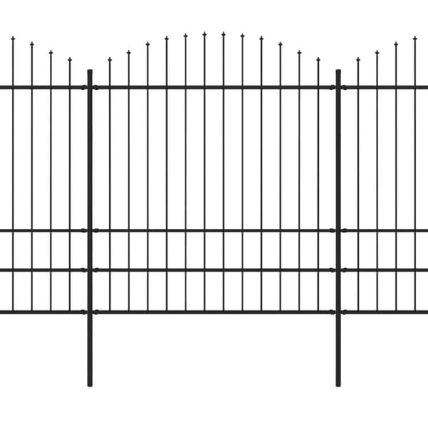 vidaXL havehegn med spydtop (1,75-2) x 3,4 m sort stål