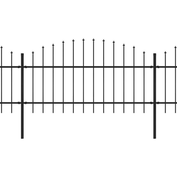 vidaXL havehegn med spydtop (1-1,25) x 13,6 m sort stål