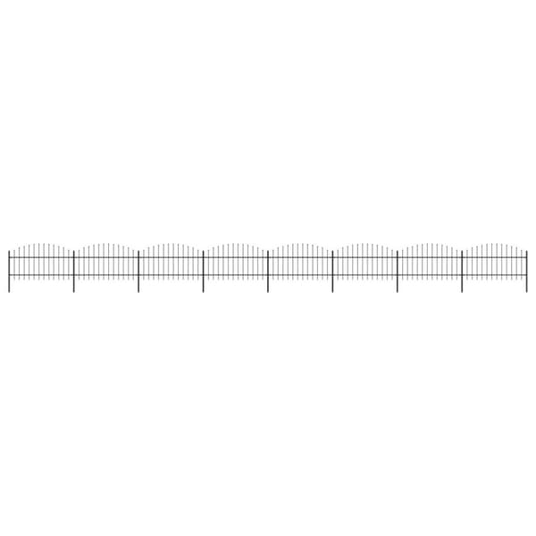 vidaXL havehegn med spydtop (1-1,25) x 13,6 m sort stål