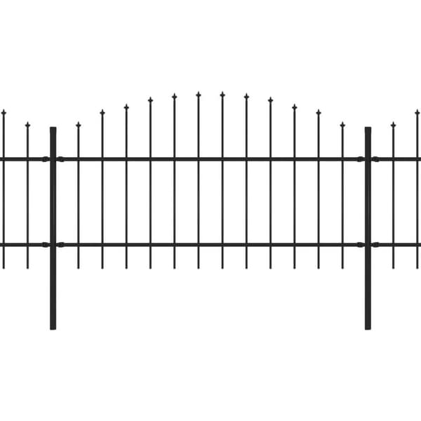 vidaXL havehegn med spydtop (1-1,25) x 15,3 m sort stål