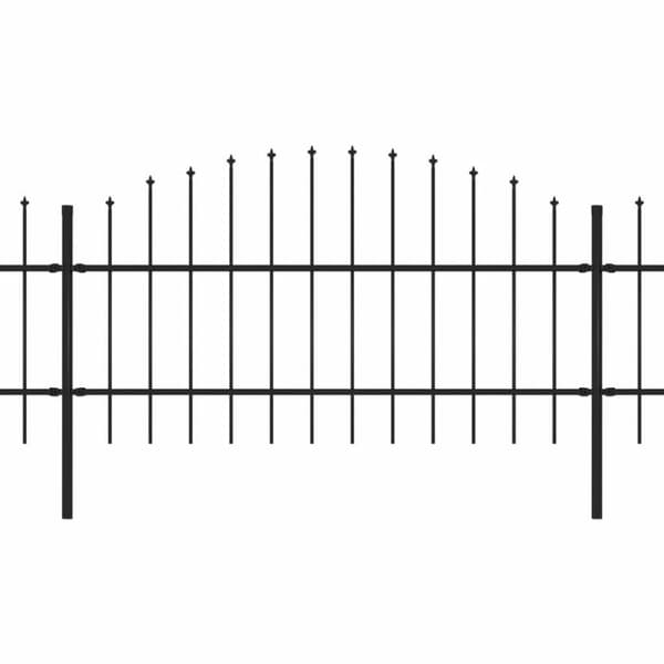 vidaXL Puutarha-aita keihäskärjillä teräs (0,75-1)x3,4 m musta