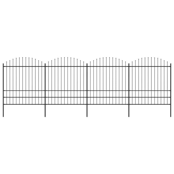 vidaXL havehegn med spydtop (1,75-2) x 6,8 m sort stål