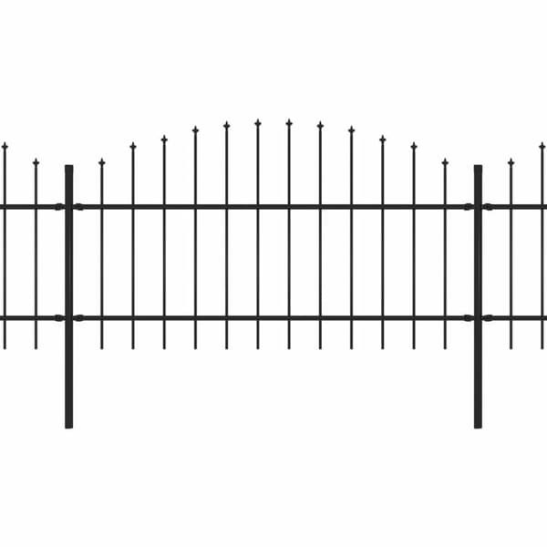 vidaXL havehegn med spydtop (1-1,25) x 17 m sort stål