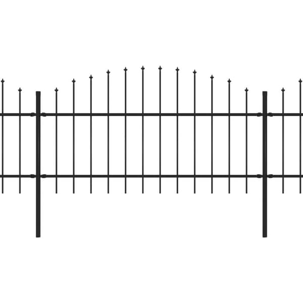 vidaXL Hagegjerde med spydtopp stål (1-1,25)x5,1 m svart