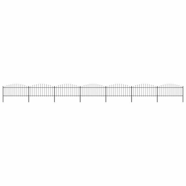 vidaXL Puutarha-aita keihäskärjillä teräs (0,5-0,75)x11,9 m musta