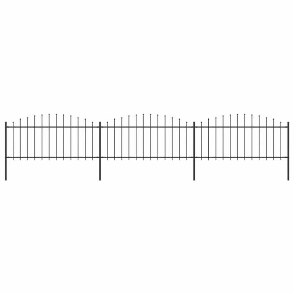 vidaXL Puutarha-aita keihäskärjillä teräs (0,5-0,75)x5,1 m musta