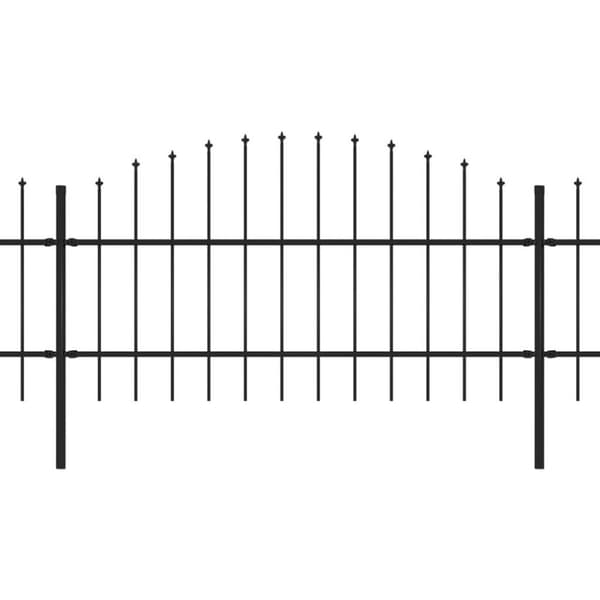 vidaXL havehegn med spydtop (0,75-1) x 15,3 m sort stål
