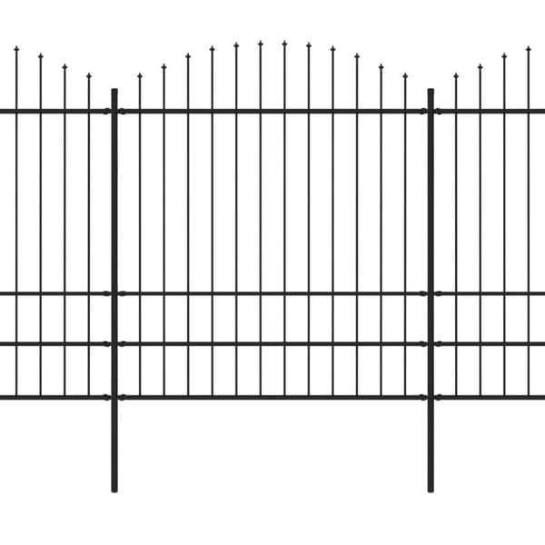 vidaXL havehegn med spydtop (1,75-2) x 15,3 m sort stål