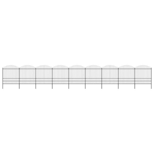 vidaXL havehegn med spydtop (1,75-2) x 15,3 m sort stål