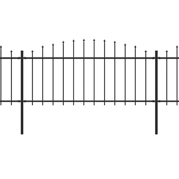 vidaXL havehegn med spydtop (0,5-0,75) x 17 m sort stål