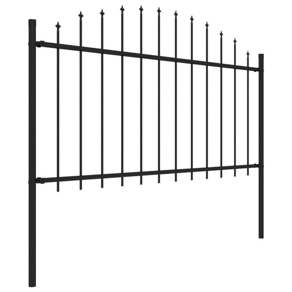 vidaXL havehegn med spydtop (1,25-1,5) x 10,2 m sort stål