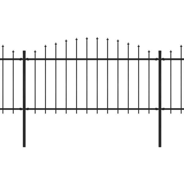 vidaXL havehegn med spydtop (1,25-1,5) x 10,2 m sort stål