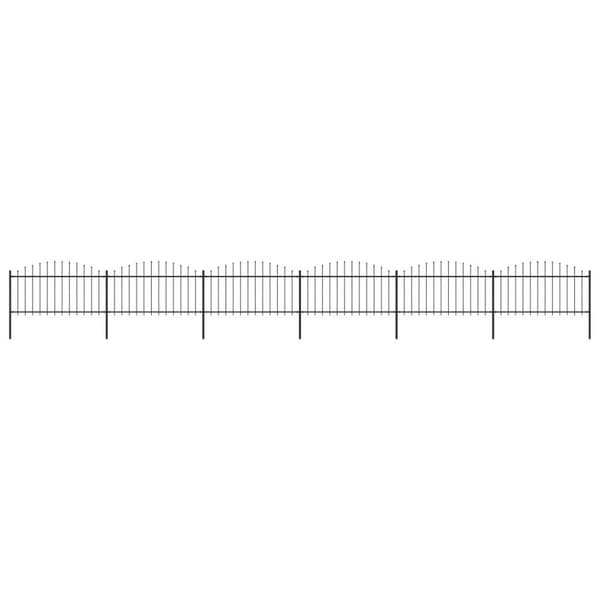 vidaXL havehegn med spydtop (1,25-1,5) x 10,2 m sort stål