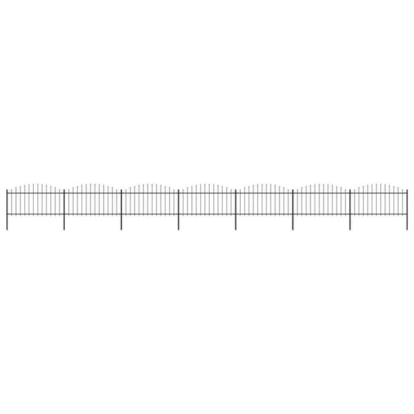 vidaXL Puutarha-aita keihäskärjillä teräs (1,25-1,5)x11,9 m musta