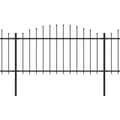 Miniatyrbilde 2 av 5: vidaXL Hagegjerde med spydtopp stål (1,25-1,5)x11,9 m svart