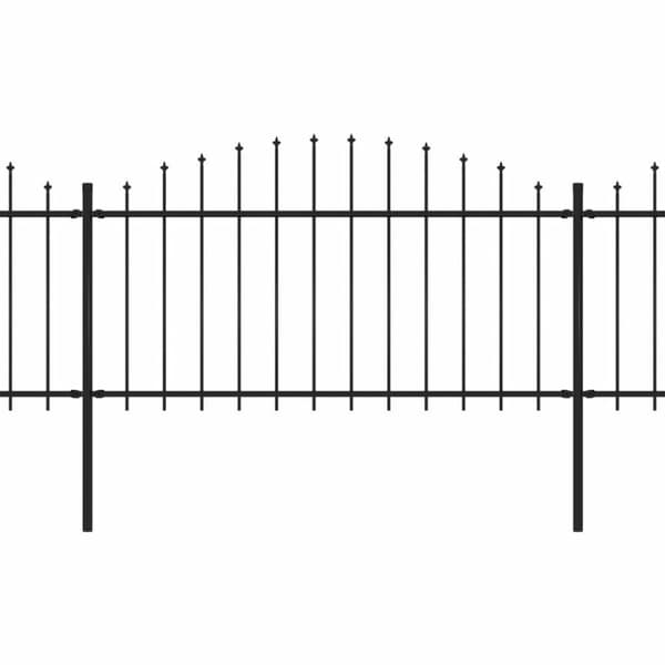 vidaXL Hagegjerde med spydtopp stål (1,25-1,5)x13,6 m svart