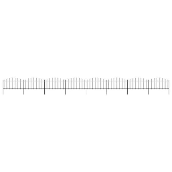 vidaXL Hagegjerde med spydtopp stål (1,25-1,5)x13,6 m svart