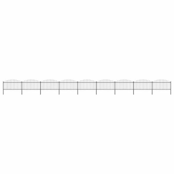 vidaXL havehegn med spydtop (1,25-1,5) x 15,3 m sort stål