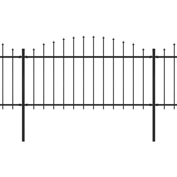vidaXL Puutarha-aita keihäskärjillä teräs (1,25-1,5)x8,5 m musta