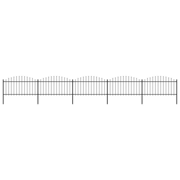 vidaXL Puutarha-aita keihäskärjillä teräs (1,25-1,5)x8,5 m musta