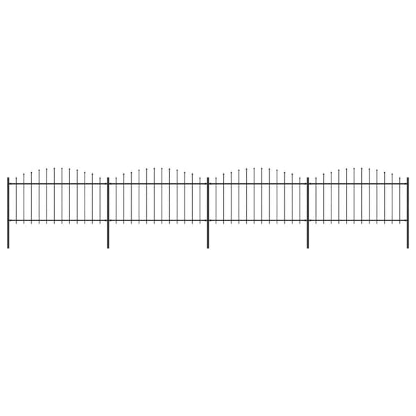 vidaXL havehegn med spydtop (1,25-1,5) x 6,8 m sort stål