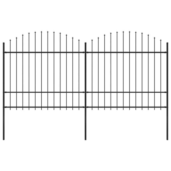 vidaXL Puutarha-aita keihäskärjillä teräs (1,5-1,75)x3,4 m musta