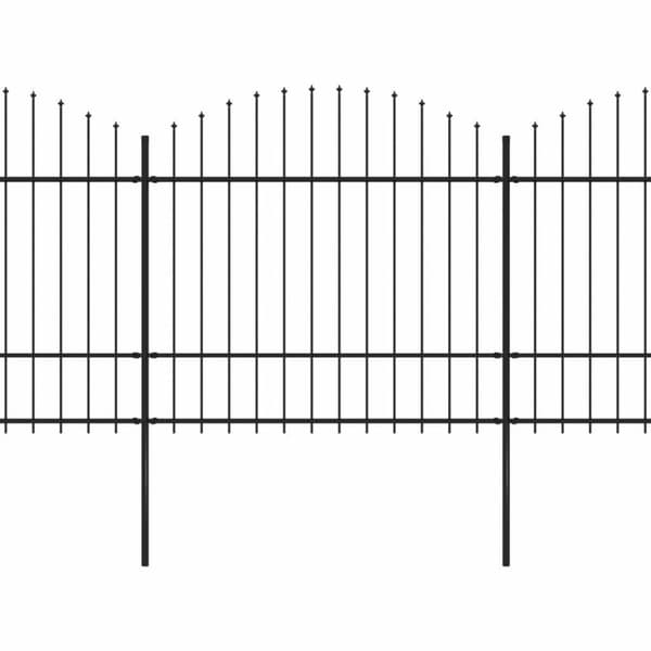 vidaXL Puutarha-aita keihäskärjillä teräs (1,5-1,75)x3,4 m musta