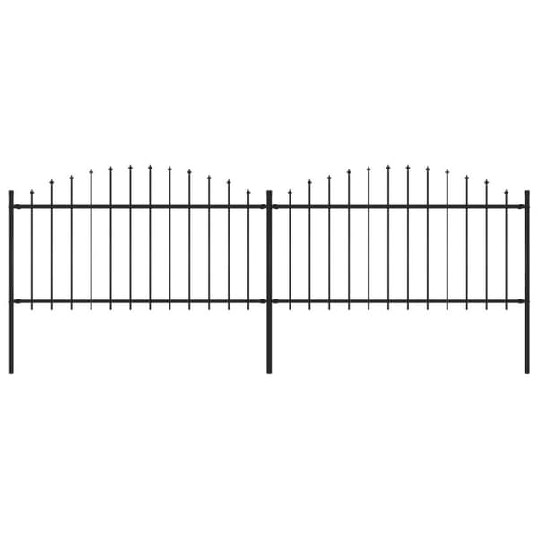 vidaXL Hagegjerde med spydtopp stål (1,25-1,5)x3,4 m svart
