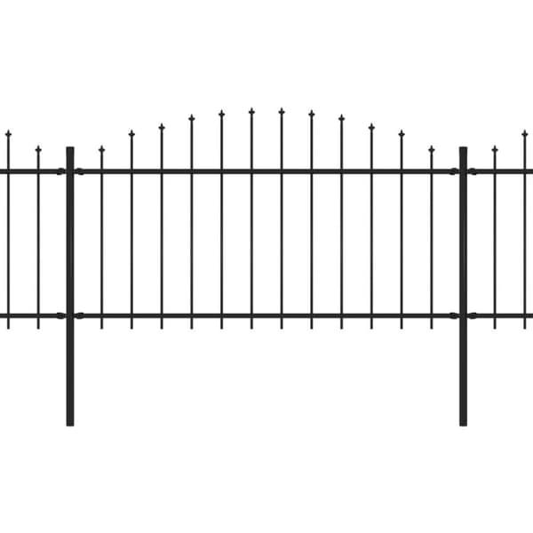 vidaXL Hagegjerde med spydtopp stål (1,25-1,5)x3,4 m svart