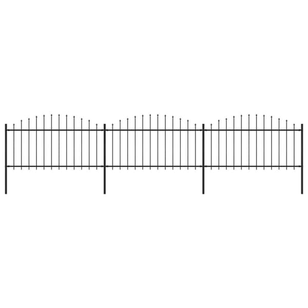vidaXL Hagegjerde med spydtopp stål (1,25-1,5)x5,1 m svart