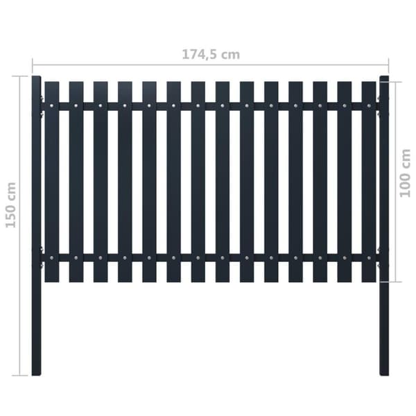 vidaXL hegnspanel 174,5x100 cm pulverlakeret stål antracitgrå
