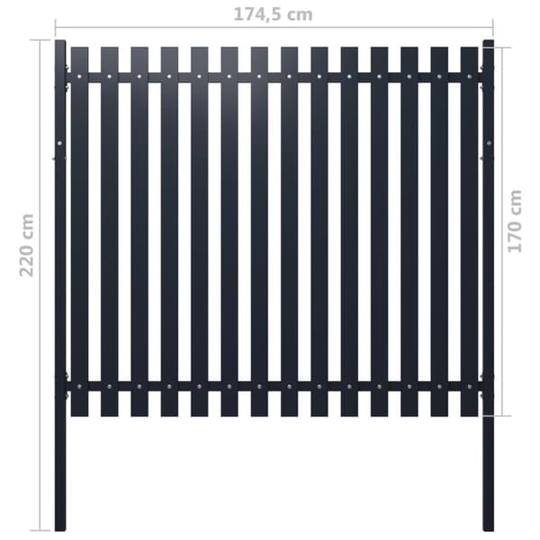 vidaXL hegnspanel 174,5x170 cm pulverlakeret stål antracitgrå