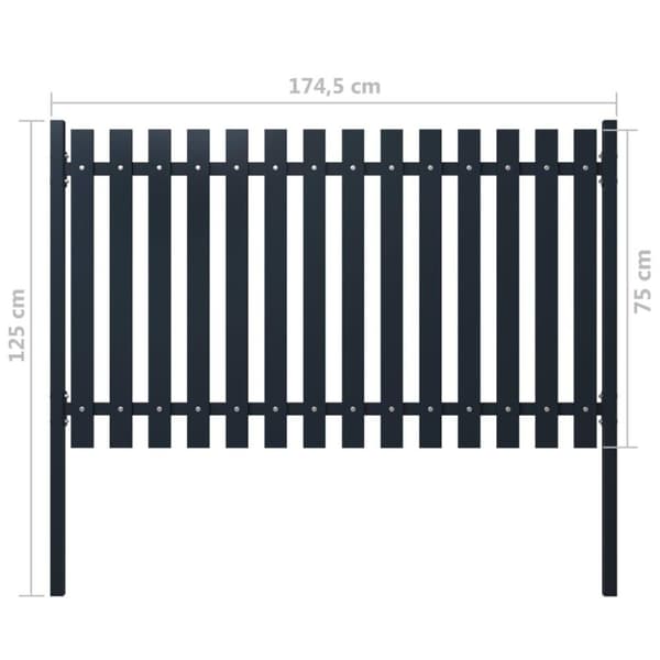 vidaXL Gjerdepanel antrasitt 174,5x75 cm pulverlakkert stål