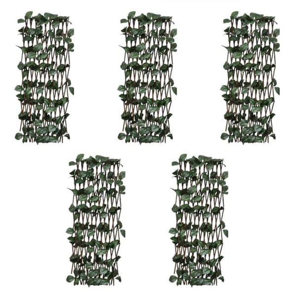 vidaXL pilehegn med espalier 5 stk. med kunstige blade 180x30 cm