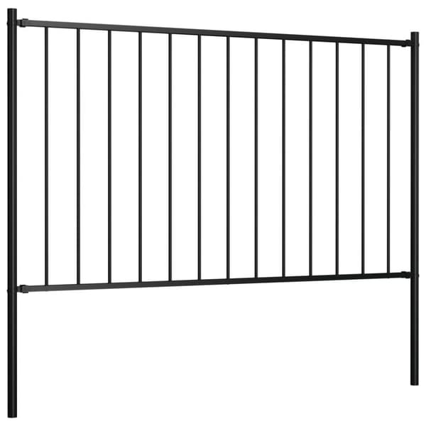 vidaXL Gjerdepanel med stolper pulverlakkert stål 1,7x1,25 m svart