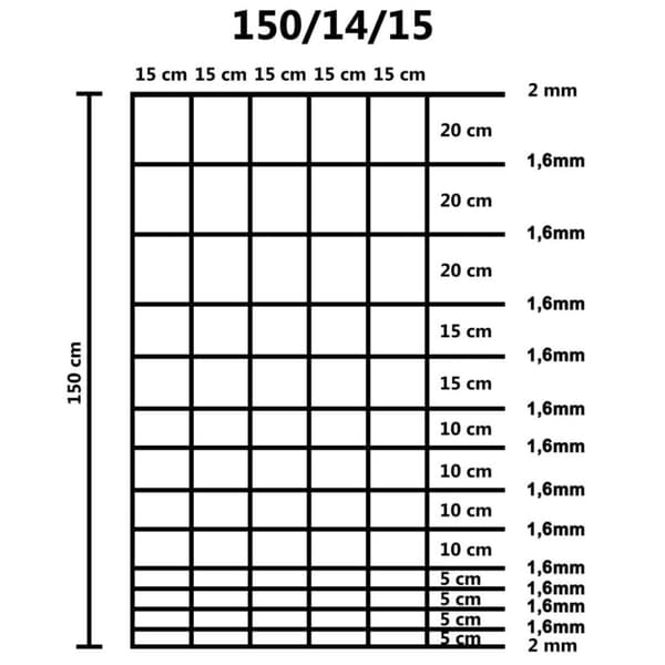 vidaXL Puutarha-aita galvanoitu teräs 50 m 150 cm hopea