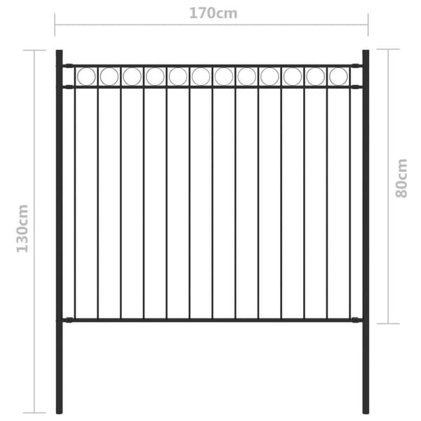 vidaXL Staketpanel stål 1,7x0,8 m svart