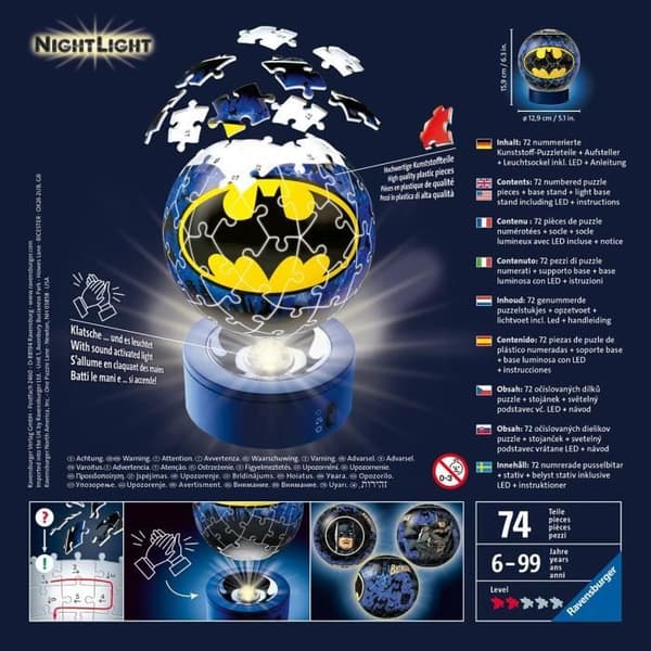 3D Ball Puzzle 72 p upplyst - Batman - Ravensburger - Tecknade serier och serier - Barn - Blandat