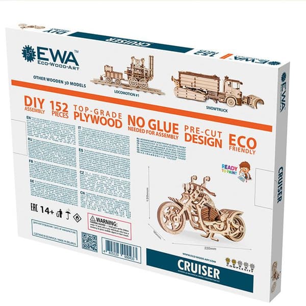 Eco-Wood-Art Model Kit 152 st Motorcykel Cruiser Wood