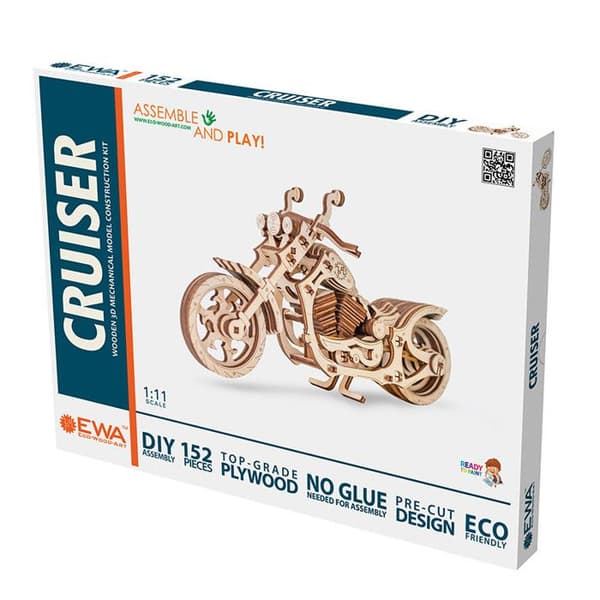 Eco-Wood-Art Model Kit 152 st Motorcykel Cruiser Wood