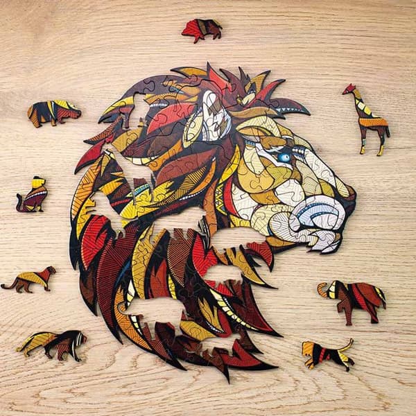 Djurpussel - EWA ECO-WOOD-ART - Lejon - 100-200 bitar - Ekologiskt trä